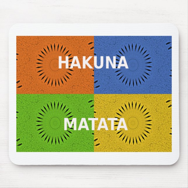 Colorful Pop Art Collage & "Hakuna Matata" Message Mouse Pad (Front)