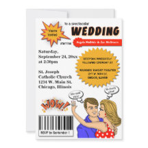 Colorful Pop Art Comic Book Cover Wedding Invite