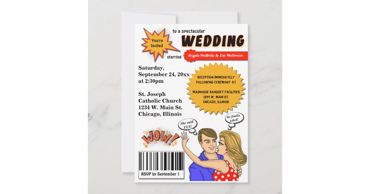 Colorful Pop Art Comic Book Cover Wedding Invite | Zazzle