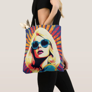 Colorful Pop Art Cool Woman Tote Bag