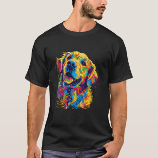 Colorful Pop Art Cute Golden Retriever Dog Portrai T-Shirt