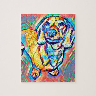 Colorful Pop Art Dachshund Jigsaw Puzzle