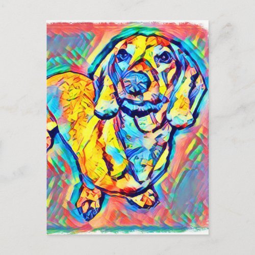 Colorful Pop Art Dachshund Postcard