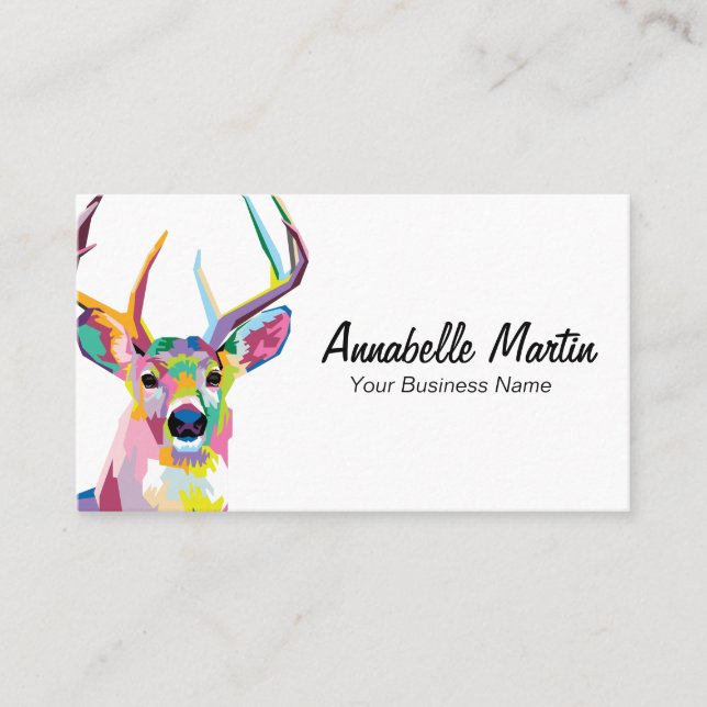 Colorful Pop Art Deer Business Card (Front)