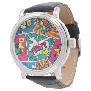 Colorful Pop Art Design - Whimsical Retro Comic Watch