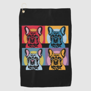 Colorful Pop Art Dog Illustration – Bold & Fun Pet Golf Towel