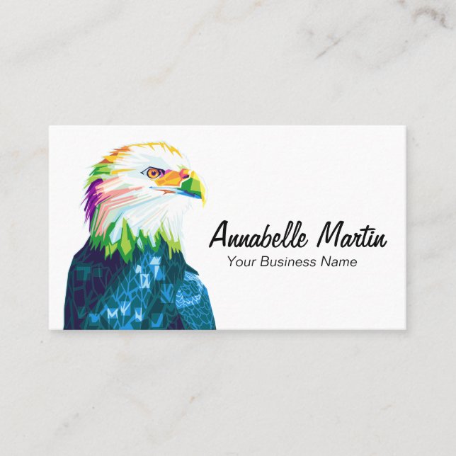 Colorful Pop Art Eagle Business Card (Front)