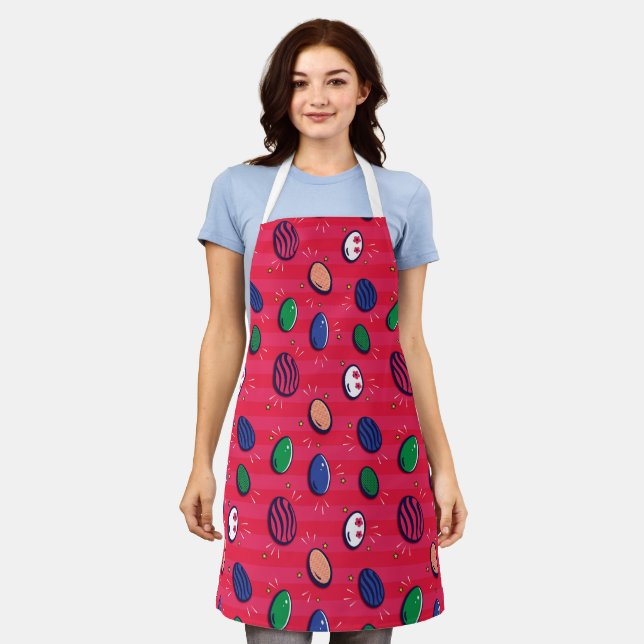 Colorful Pop Art Easter Eggs Pattern Apron (Worn)