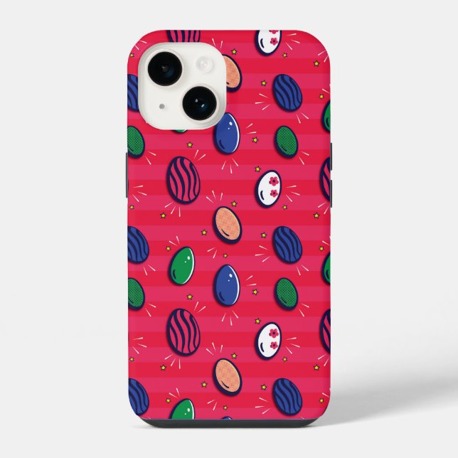 Colorful Pop Art Easter Eggs Pattern iPhone Case (Back)