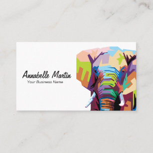 Colorful Pop Art Elephant Business Card