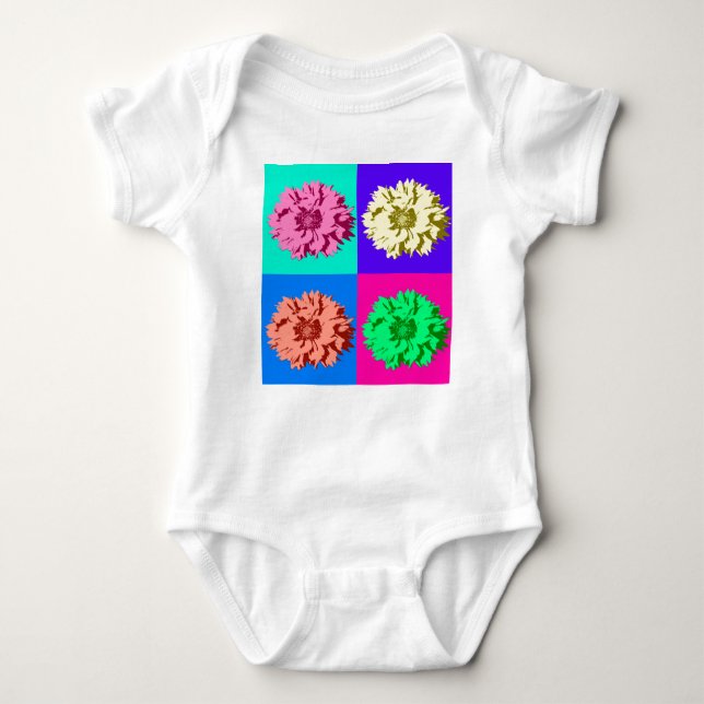 Colorful Pop Art Flowers Baby Bodysuit (Front)