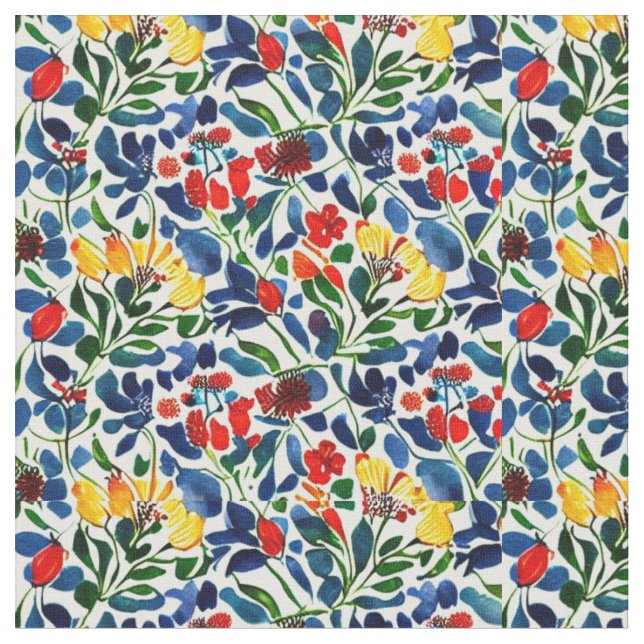 Colorful Pop Art Flowers Fabric (Close Up)