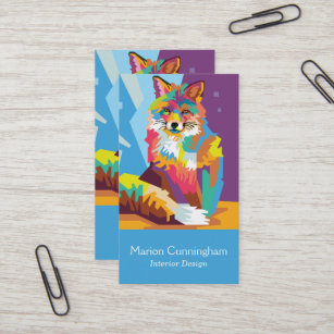 Colorful Pop Art Fox Portrait Business Card