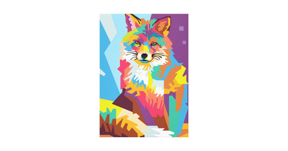 Download Colorful Pop Art Fox Portrait Canvas Print | Zazzle.com