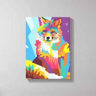 Colorful Pop Art Fox Portrait Canvas Print