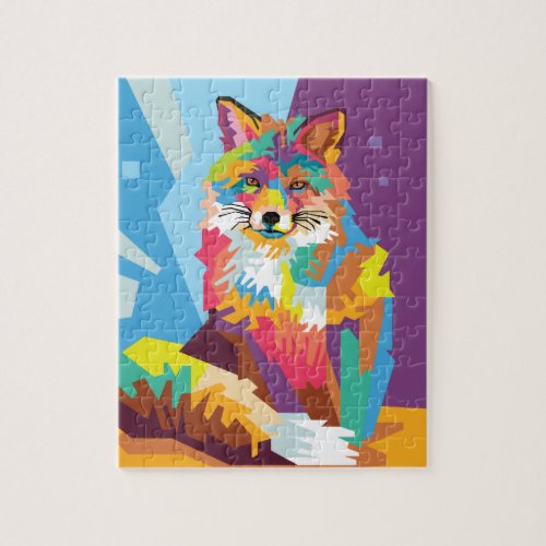 Colorful Pop Art Fox Portrait Jigsaw Puzzle