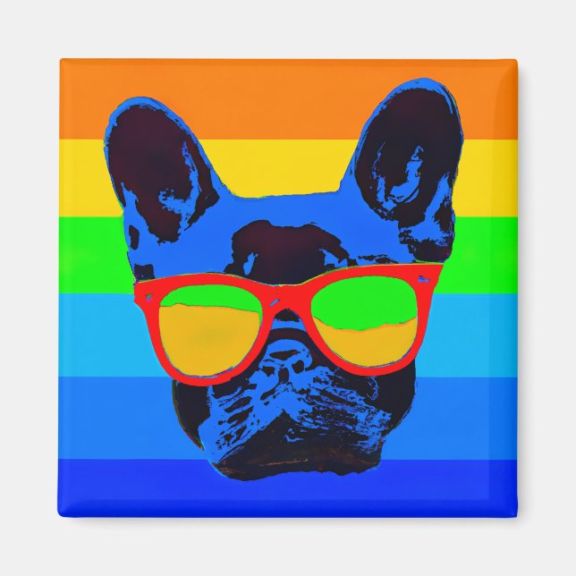 Colorful Pop Art French Bulldog Magnet (Front)