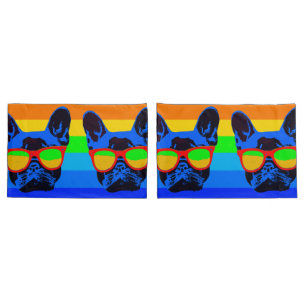 Colorful Pop Art French Bulldog Pillow Case