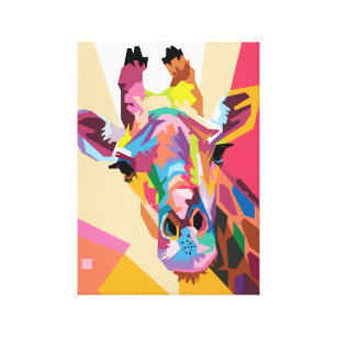 Colorful Pop Art Giraffe Portrait Canvas Print