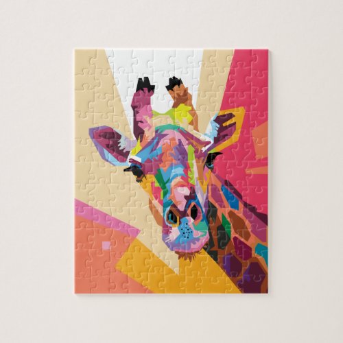 Colorful Pop Art Giraffe Portrait Jigsaw Puzzle