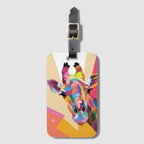 Colorful Pop Art Giraffe Portrait Luggage Tag