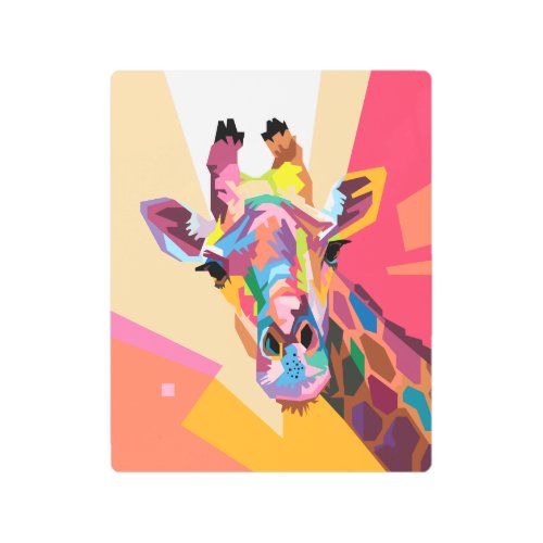 Colorful Pop Art Giraffe Portrait Metal Art