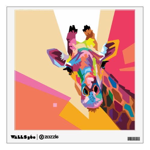 Colorful Pop Art Giraffe Portrait Wall Sticker