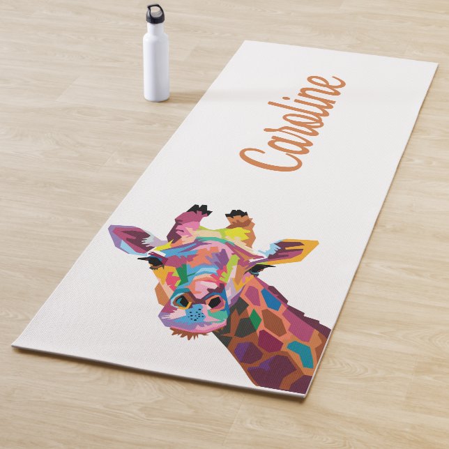 Colorful Pop Art Giraffe Portrait Yoga Mat (In Situ)