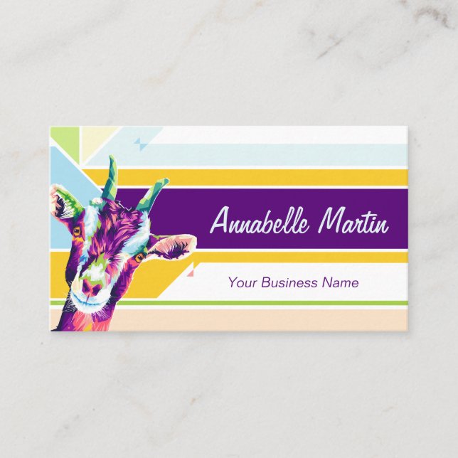 Colorful Pop Art Goat Business Card (Front)