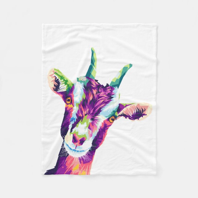 Colorful Pop Art Goat Fleece Blanket (Front)