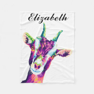 Colorful Pop Art Goat Personalized Fleece Blanket
