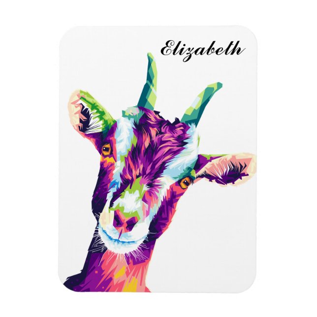 Colorful Pop Art Goat Personalized Magnet (Vertical)