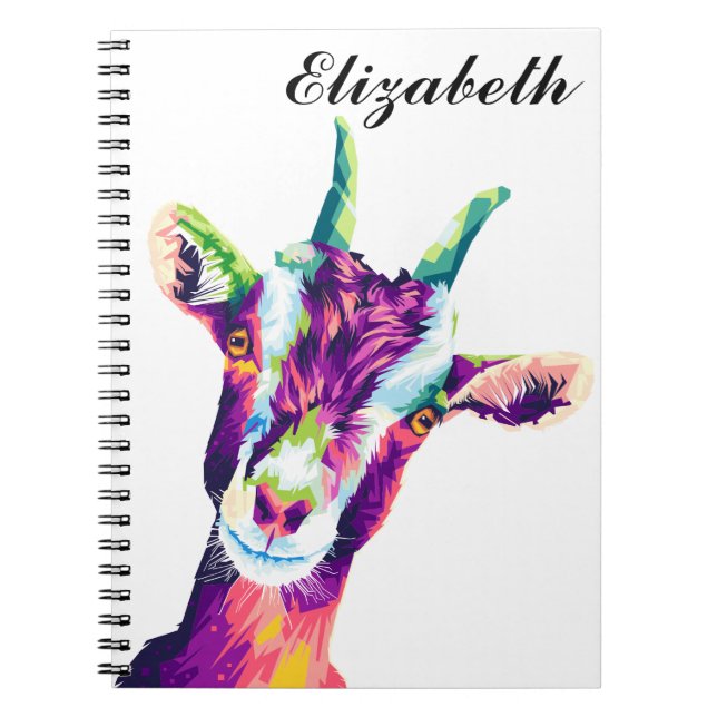 Colorful Pop Art Goat Personalized Notebook (Front)