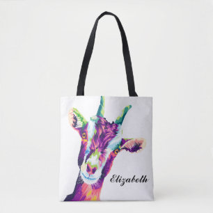 Colorful Pop Art Goat Personalized Tote Bag