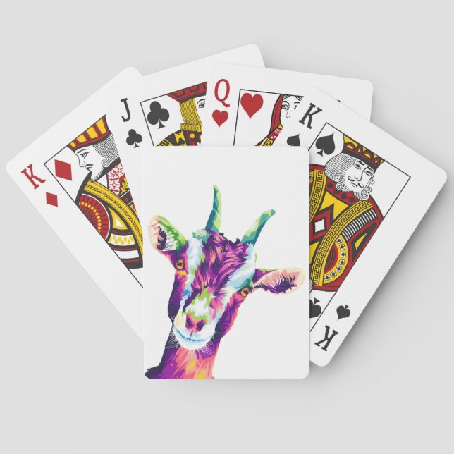 Colorful Pop Art Goat Playing Cards (Back)