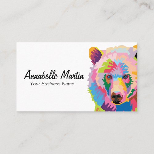 Colorful Pop Art Grizzly Bear Business Card