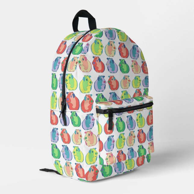 Colorful Pop Art Guinea Pig Pattern Printed Backpack (Back Corner Left)