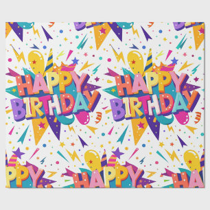 Colorful Pop Art Happy Birthday Wrapping Paper