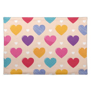 Colorful Pop Art Heart Pattern Cloth Placemat