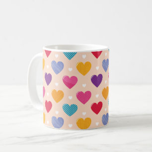 Colorful Pop Art Heart Pattern Coffee Mug