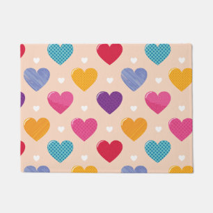 Colorful Pop Art Heart Pattern Doormat