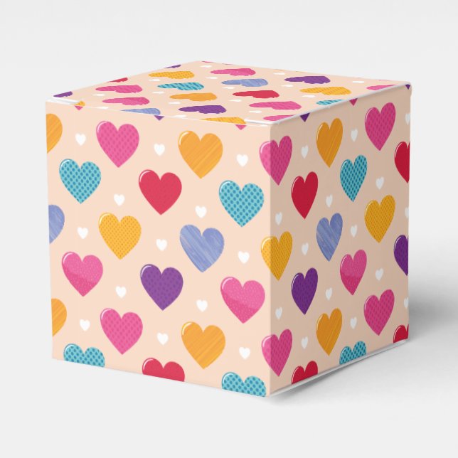 Colorful Pop Art Heart Pattern Favor Boxes (Front Side)