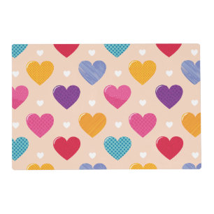 Colorful Pop Art Heart Pattern Placemat