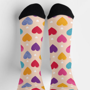 Colorful Pop Art Heart Pattern Socks