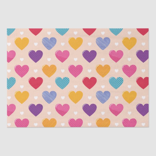 Colorful Pop Art Heart Pattern Tissue Paper (Front)