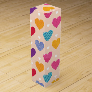 Colorful Pop Art Heart Pattern Wine Box