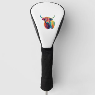 Colorful Pop Art Highland Cow Classic T-Shirt Golf Head Cover