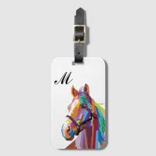Colorful Pop Art Horse Monogrammed Luggage Tag