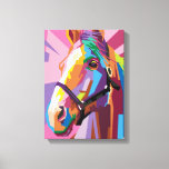 Colorful Pop Art Horse Portrait Canvas Print<br><div class="desc">Shades of pink,  purple,  and brown come together in this vibrant pop art portrait of a beautifully colorful horse that's both trendy and modern.</div>