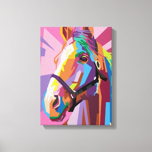 Colorful Pop Art Horse Portrait Canvas Print